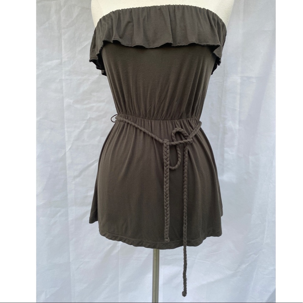 Forever 21 Strapless Ruffle Top w/ Braided Belt